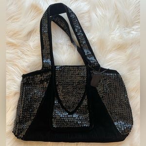 Mary Kay Inner Circle Black Sequined Velvet Large Shoulder Tote Bag